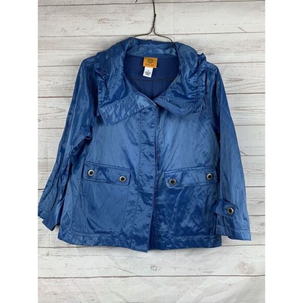 RUBY RD Solid Blue Shimmer Button Up Lightweight Jacket Women's Size 6